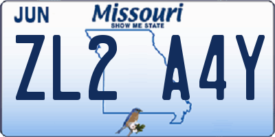 MO license plate ZL2A4Y