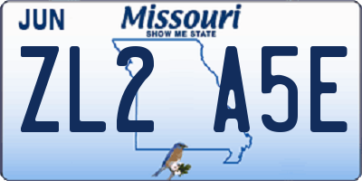 MO license plate ZL2A5E