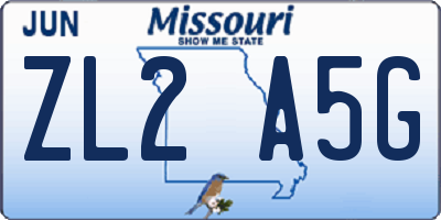 MO license plate ZL2A5G