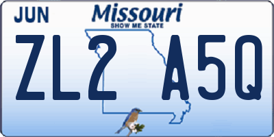 MO license plate ZL2A5Q