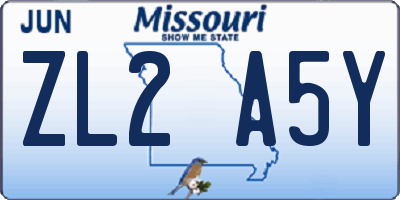 MO license plate ZL2A5Y