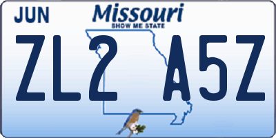 MO license plate ZL2A5Z