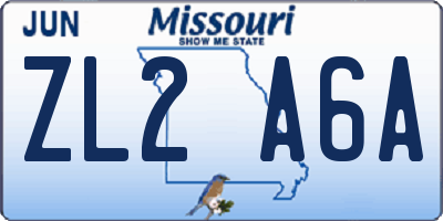 MO license plate ZL2A6A