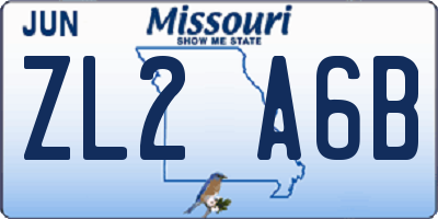 MO license plate ZL2A6B