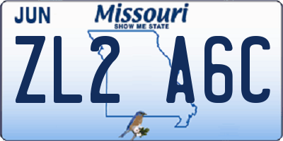 MO license plate ZL2A6C