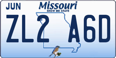 MO license plate ZL2A6D