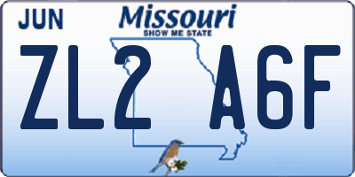 MO license plate ZL2A6F
