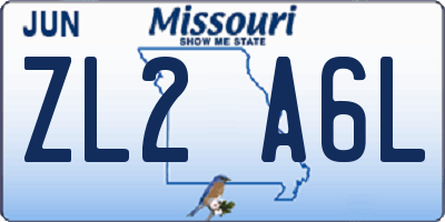 MO license plate ZL2A6L