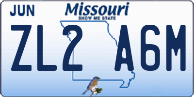 MO license plate ZL2A6M