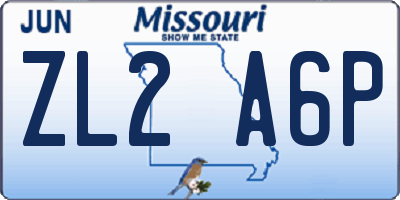 MO license plate ZL2A6P