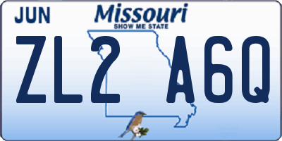 MO license plate ZL2A6Q