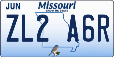 MO license plate ZL2A6R