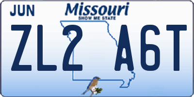 MO license plate ZL2A6T