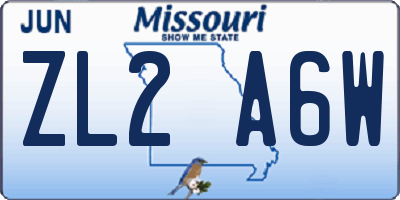 MO license plate ZL2A6W