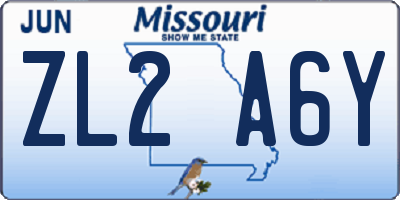 MO license plate ZL2A6Y