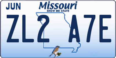 MO license plate ZL2A7E