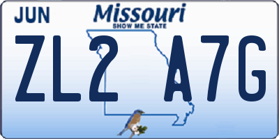 MO license plate ZL2A7G