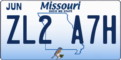MO license plate ZL2A7H