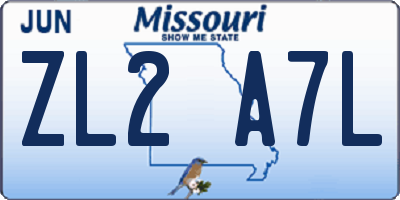 MO license plate ZL2A7L