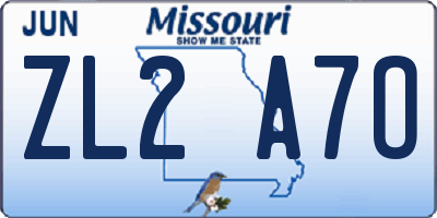 MO license plate ZL2A7O