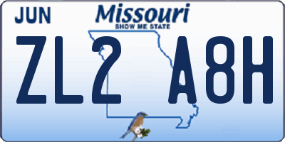 MO license plate ZL2A8H