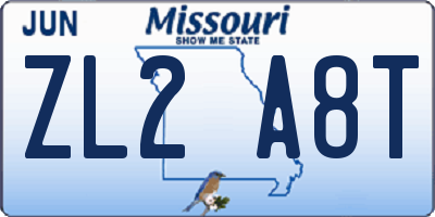 MO license plate ZL2A8T