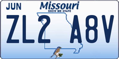 MO license plate ZL2A8V