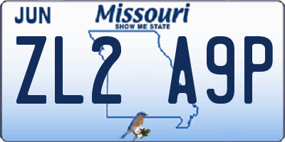 MO license plate ZL2A9P