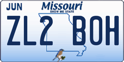 MO license plate ZL2B0H