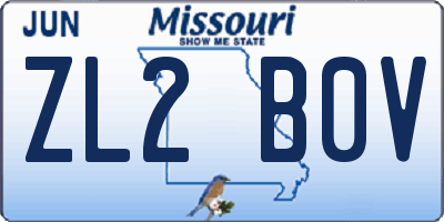 MO license plate ZL2B0V