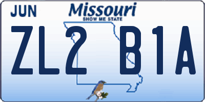 MO license plate ZL2B1A