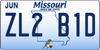 MO license plate ZL2B1D