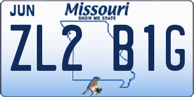 MO license plate ZL2B1G