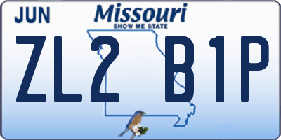 MO license plate ZL2B1P
