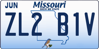 MO license plate ZL2B1V