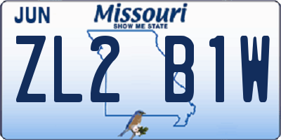 MO license plate ZL2B1W