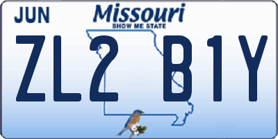 MO license plate ZL2B1Y