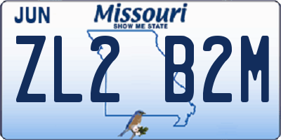 MO license plate ZL2B2M