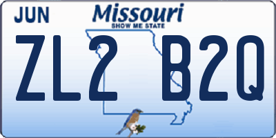 MO license plate ZL2B2Q