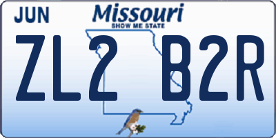 MO license plate ZL2B2R