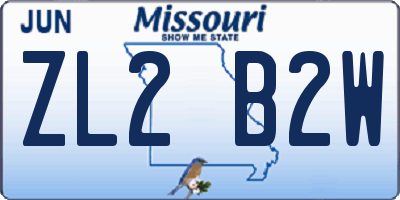 MO license plate ZL2B2W