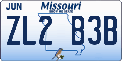 MO license plate ZL2B3B