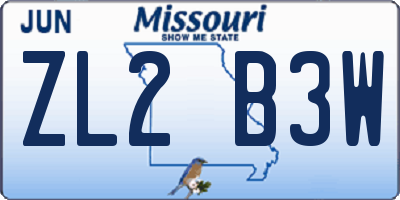 MO license plate ZL2B3W