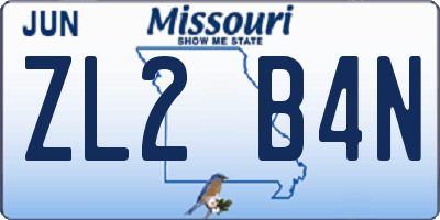 MO license plate ZL2B4N