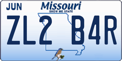 MO license plate ZL2B4R