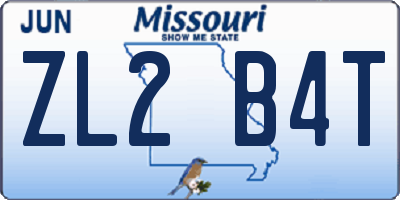 MO license plate ZL2B4T