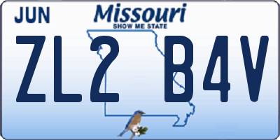 MO license plate ZL2B4V