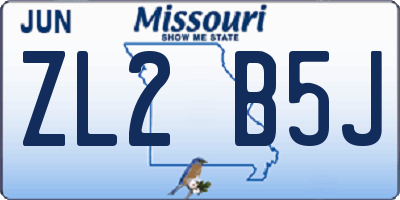 MO license plate ZL2B5J