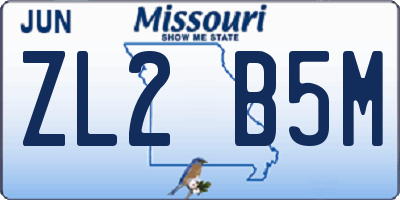 MO license plate ZL2B5M