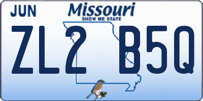 MO license plate ZL2B5Q